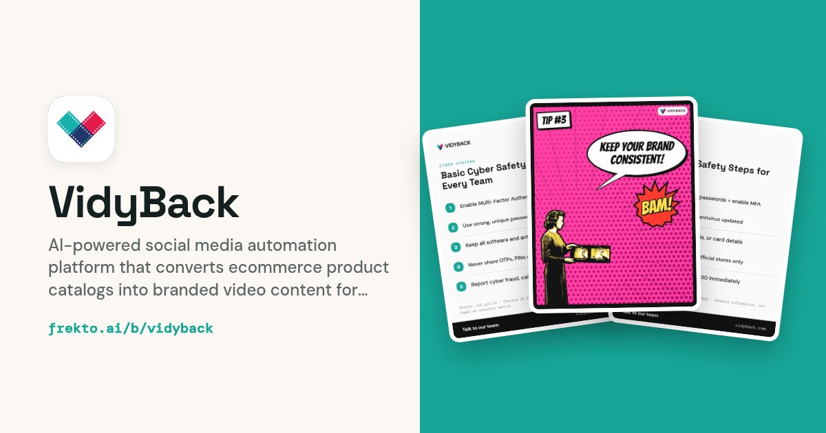 VidyBack, a SaaS post generator for ecommerce brands, powered by AI