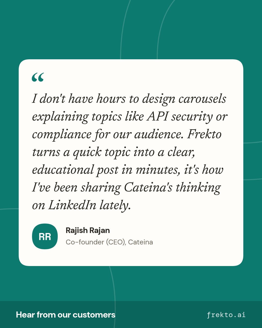 I don't have hours to design carousels explaining topics like API security or compliance for our audience. Fre — Minutes, not hours. That's what it takes to turn a complex topic…