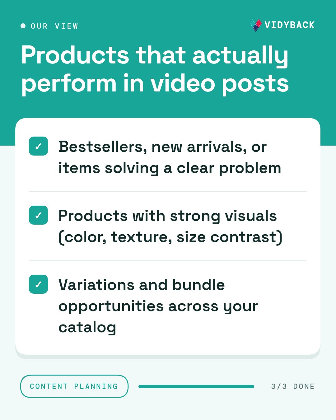 How to turn your product catalog into a weekly video plan. Angle: We think your catalog already contains every — Your product catalog already has this week's video content in it.…