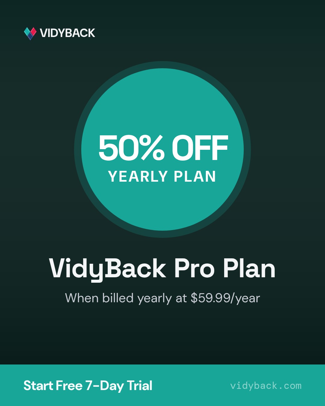 VidyBack Pro Plan — Stop manually creating social posts for each platform. VidyBack converts your live product catalog into branded videos for Instagram, TikTok, Facebook and…