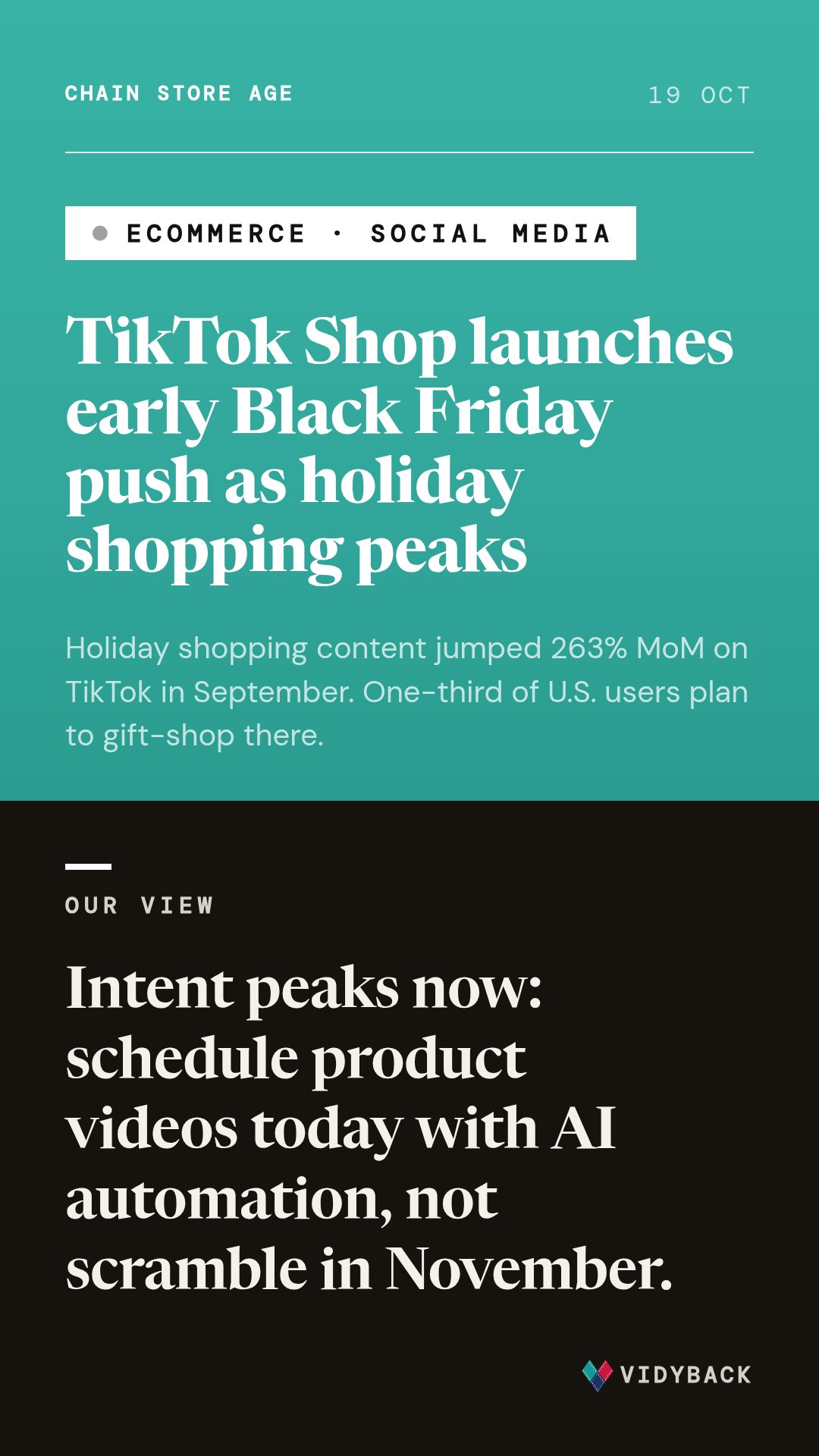 TikTok Shop kicks off Black Friday early this year. Angle: Holiday shopping intent is peaking now — your produ — Holiday shopping content on TikTok jumped 263% in September.…
