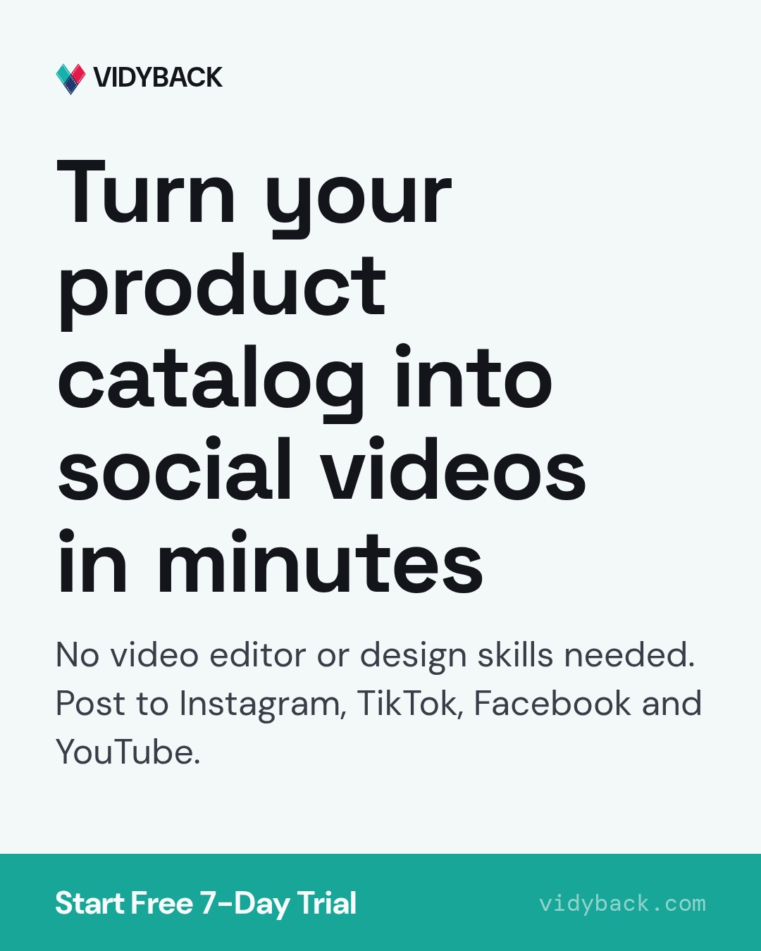 Turn your product catalog into social videos in minutes — Your product catalog is already your video content plan. Connect your store, and VidyBack turns product listings into…