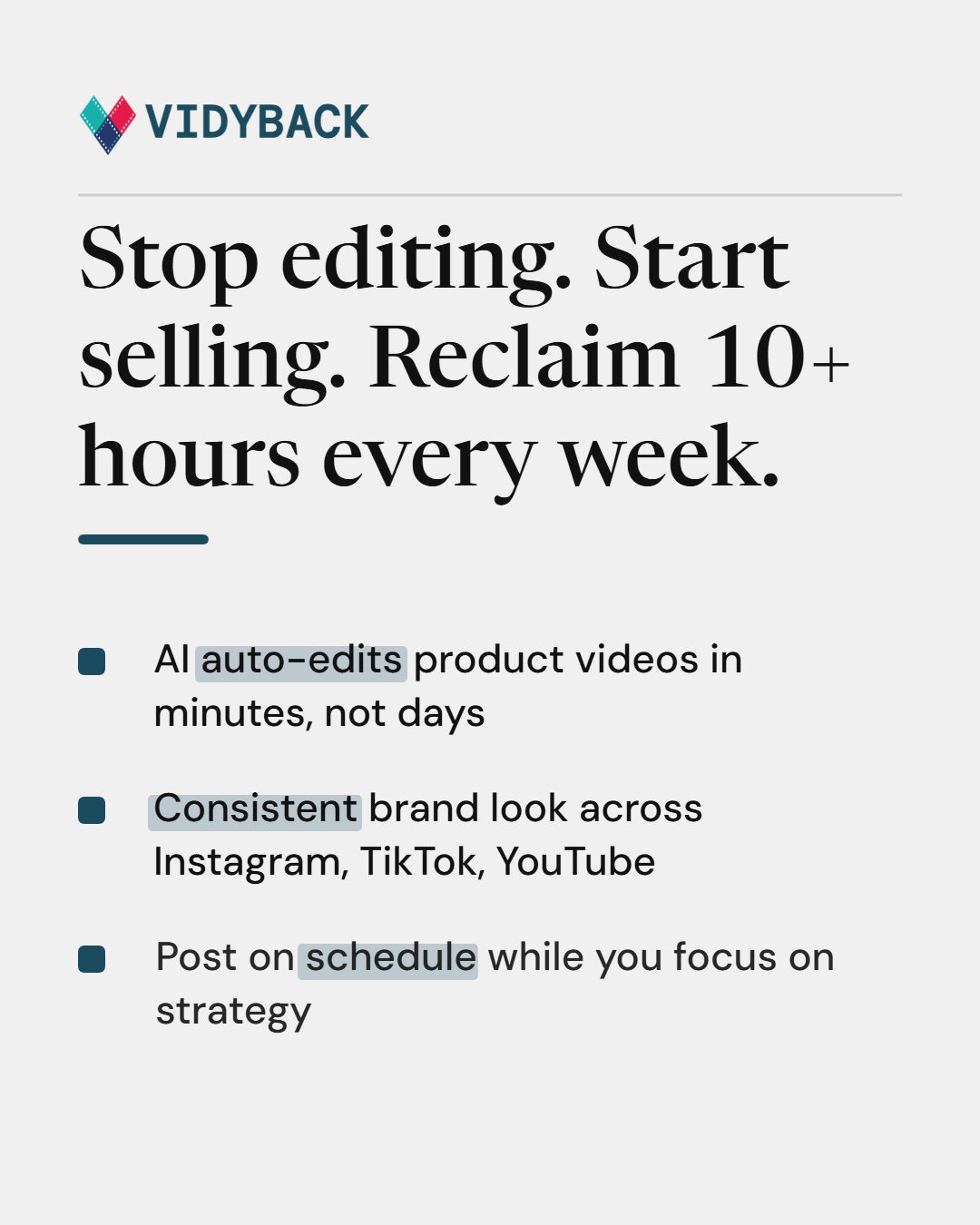 Stop editing. Start selling. Reclaim 10+ hours every week. — Here's the math: manual video editing costs your team 10+ hours weekly. That's time you're not spending on strategy,…
